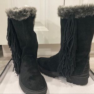 Sam Edelman Tilden Black suede fringe boots